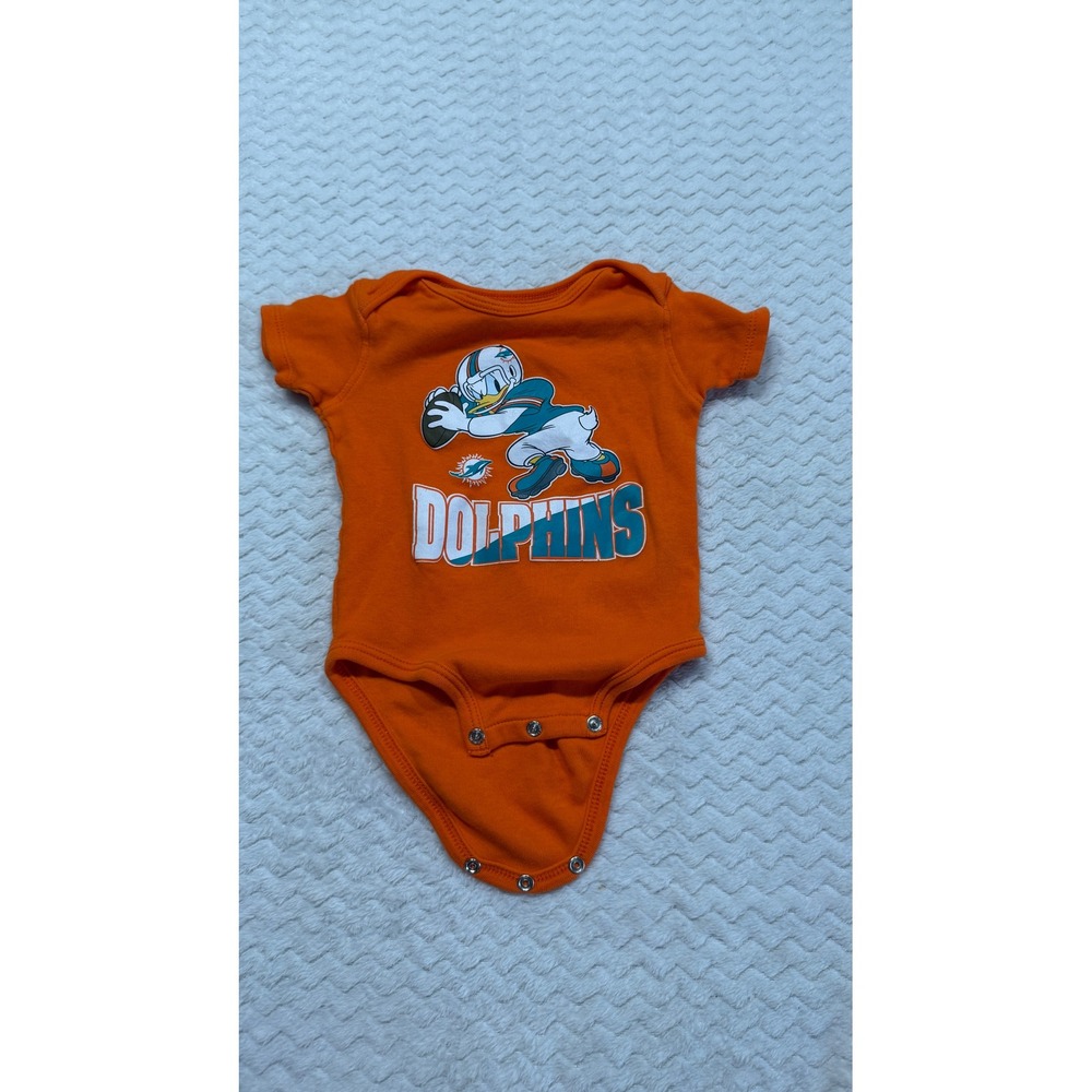 Disney NFL Miami Dolphins Donald Duck Orange Bodysuit 3-6M Short Sleeve 4905